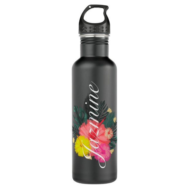 Tropical Yellow Hibiscus Florals  710 Ml Water Bottle (Front)