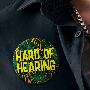 Tropical Yellow Jungle Leaves Hard of Hearing 3 Cm Round Badge