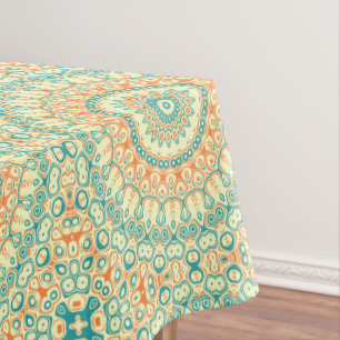 Tropical Yellow Orange Turquoise Mandala Design Tablecloth