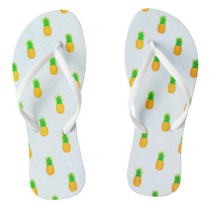 Tropical Yellow Pineapple Print Beach Thongs