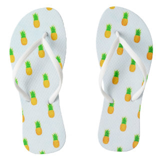 Tropical Yellow Pineapple Print Beach Thongs