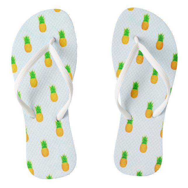 Tropical Yellow Pineapple Print Beach Thongs (Footbed)