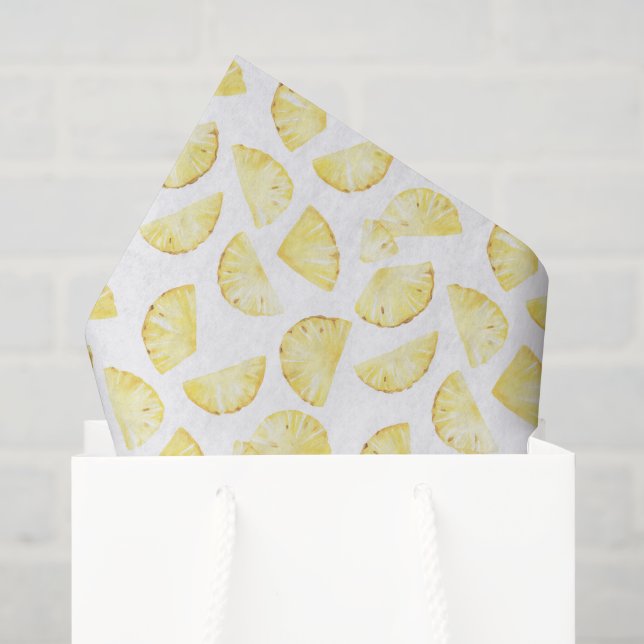 Tropical Yellow Pineapples Birthday Tissue Paper (Gift Bag)