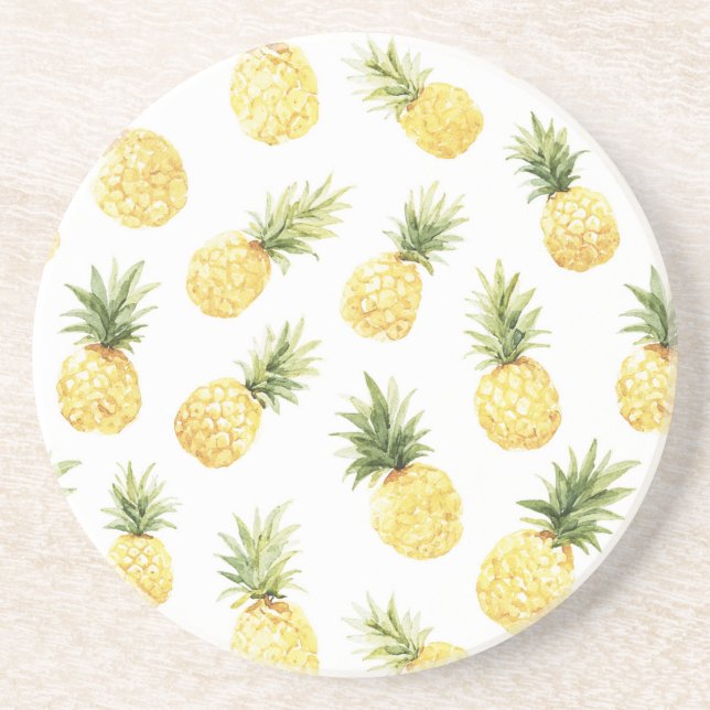 Tropical Yellow Pineapples Coaster (Front)