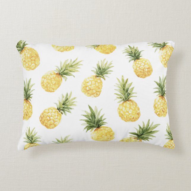 Tropical Yellow Pineapples Decorative Cushion (Front)