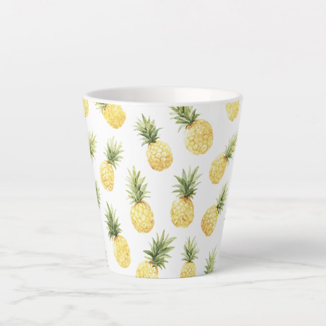 Tropical Yellow Pineapples Latte Mug (Front)