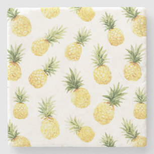 Tropical Yellow Pineapples Stone Coaster