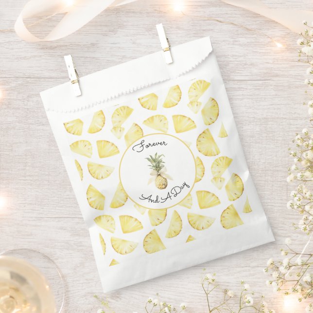 Tropical Yellow Pineapples Wedding Favour Bag (Clipped)