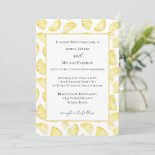 Tropical Yellow Pineapples Wedding Invitation