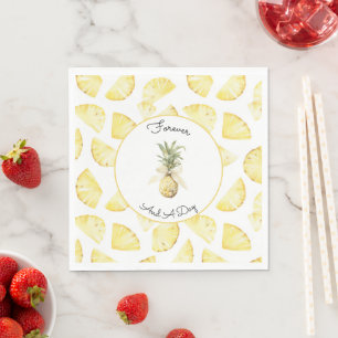 Tropical Yellow Pineapples Wedding Napkin