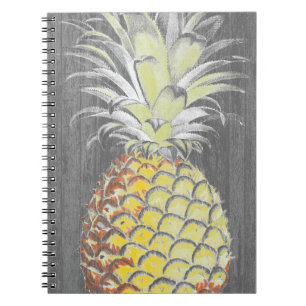 Tropical Yellow Pinneapple on Grey Notebook