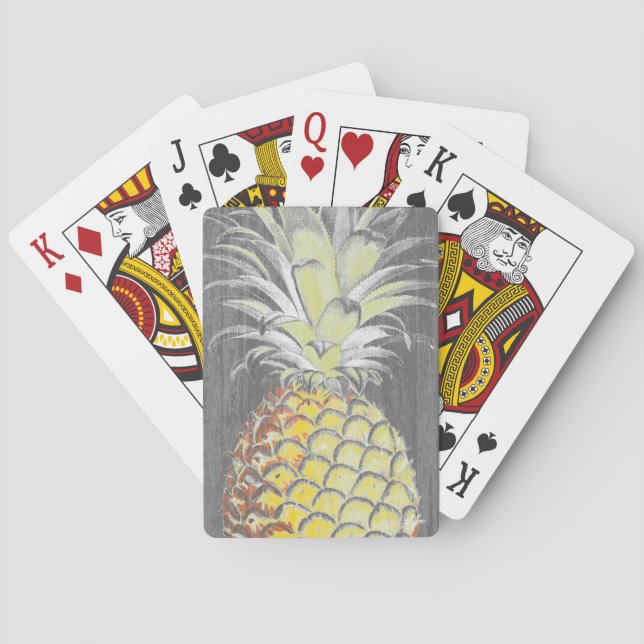 Tropical Yellow Pinneapple on Grey Playing Cards (Back)
