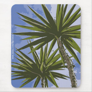 Tropical Yucca Palm Leaves Painting Effect Photo Mouse Pad