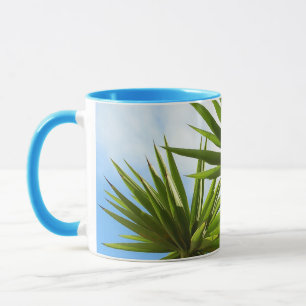 Tropical Yucca Palm Leaves Painting Effect Photo Mug