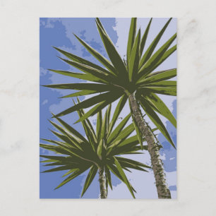 Tropical Yucca Palm Leaves Painting Effect Photo Postcard