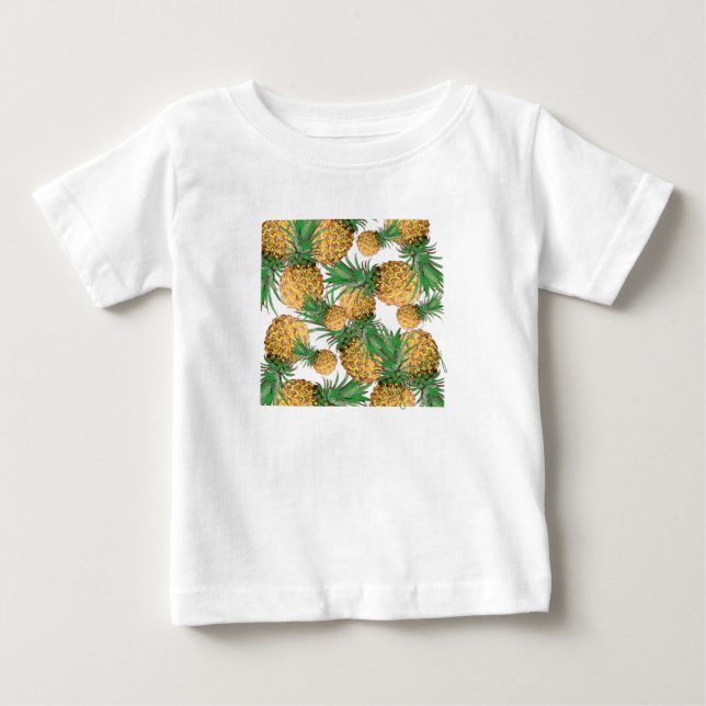Tropical Yummy Pineapple Pattern Baby T-Shirt (Front)