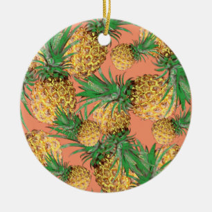 Tropical Yummy Pineapple Pattern Ceramic Ornament