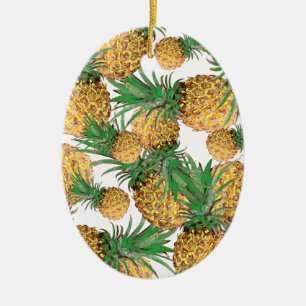 Tropical Yummy Pineapple Pattern Ceramic Ornament