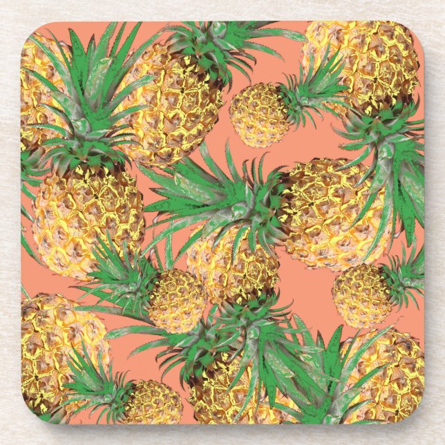 Tropical Yummy Pineapple Pattern Coaster (Front)