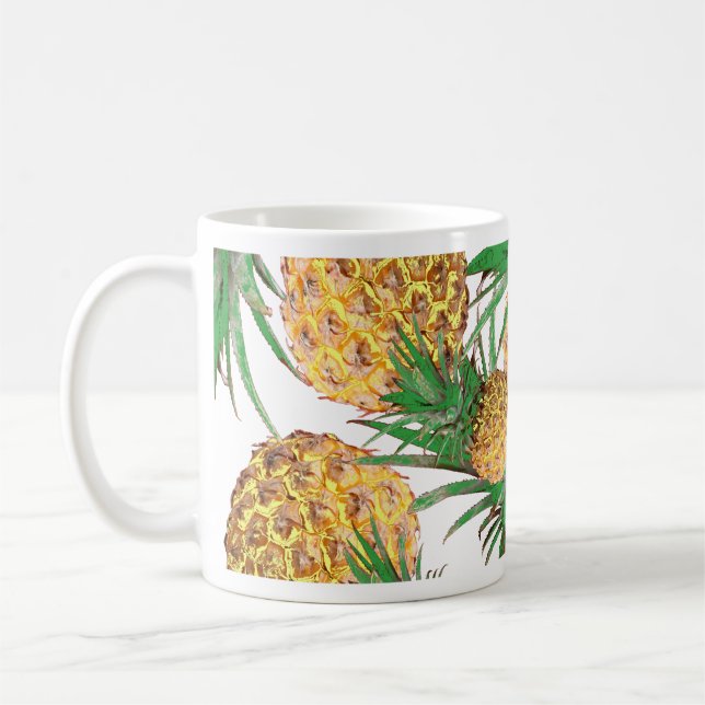 Tropical Yummy Pineapple Pattern Coffee Mug (Left)