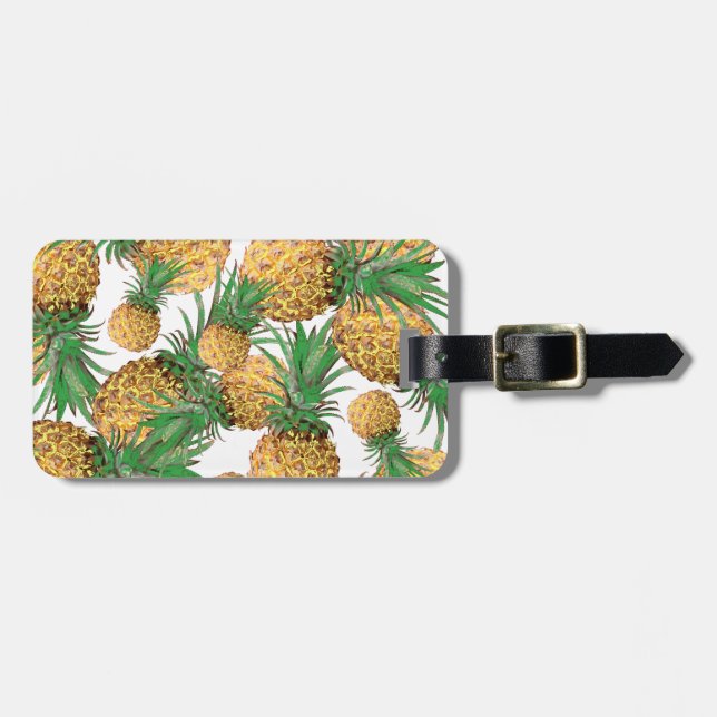 Tropical Yummy Pineapple Pattern Luggage Tag (Front Horizontal)