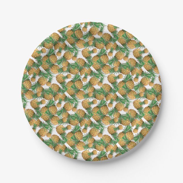 Tropical Yummy Pineapple Pattern Paper Plate (Front)