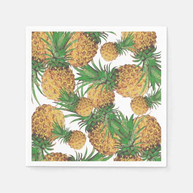 Tropical Yummy Pineapples Pattern Paper Napkin (Front)