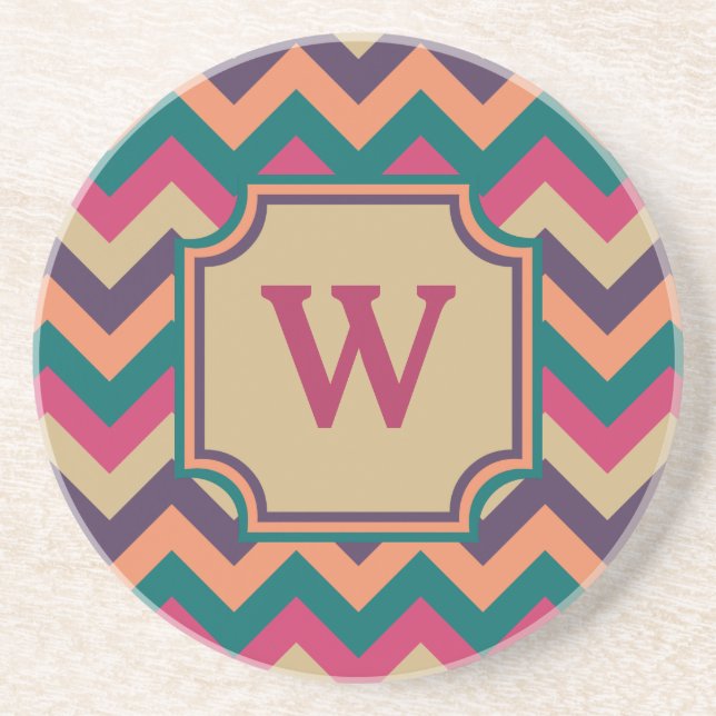 Tropical Zigzag Sandstone Coaster (Front)