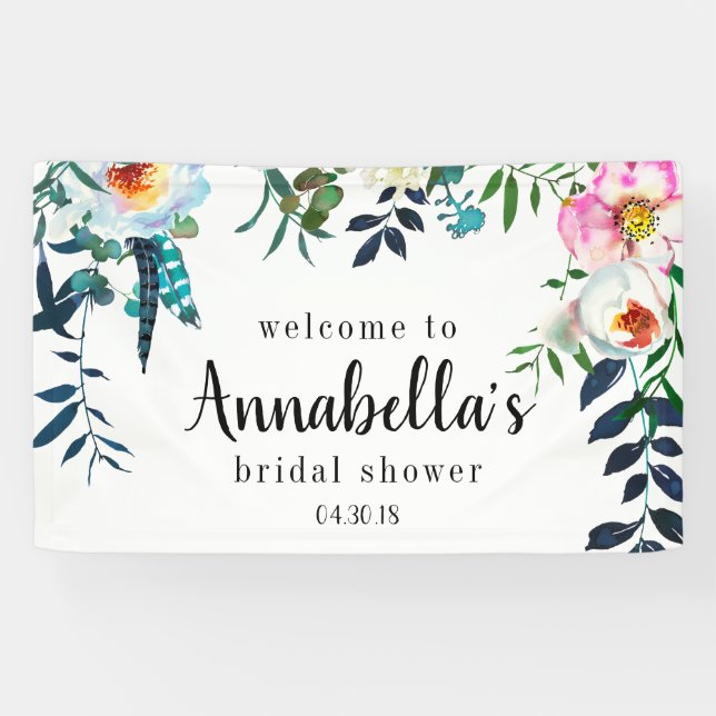TropicalBridal Shower Floral Wreath Welcome Banner (Horizontal)