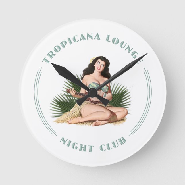 Tropicana Night Club 1 Tropicana Lounge Hula Girl Round Clock (Front)