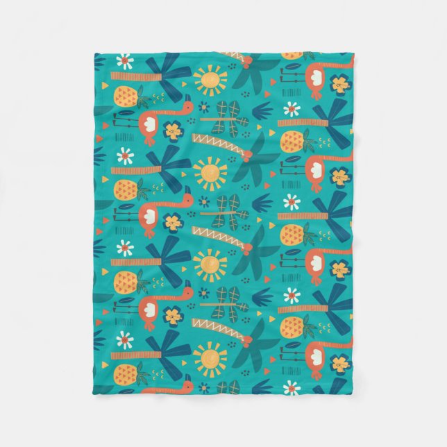 Tropicana Watercolor Fleece Blanket (Front)