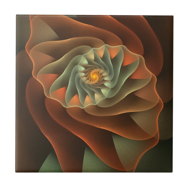 Tropicanna Orange Abstract Floral Tile (Front)