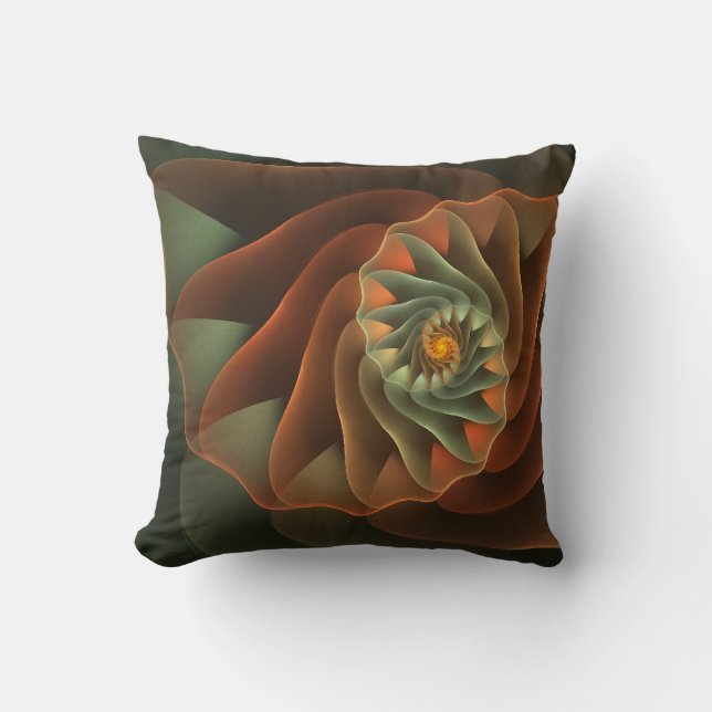 Tropicanna Orange and Green Abstract Spiral Cushion (Front)