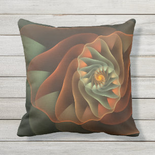 Tropicanna Orange and Green Abstract Spiral Cushion
