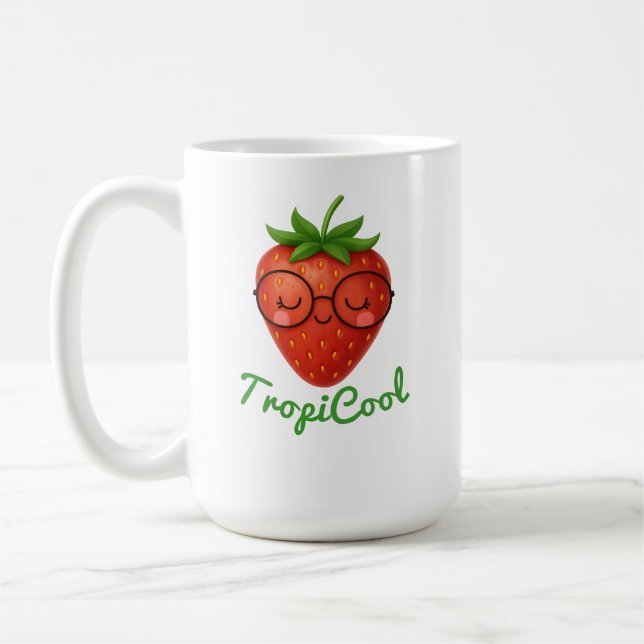 TropiCool Strawberry – Cute & Fresh Summer Vibe Coffee Mug (Left)