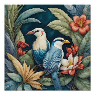 tropics birds and plants poster
