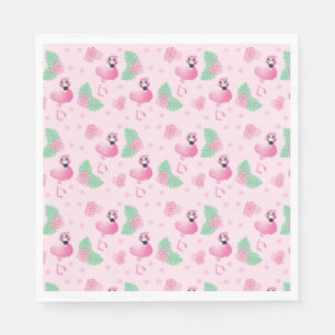 Tropics Flamingo Bird Flower Pattern Tropical Pink Napkin