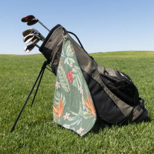 Tropics Flower and Foliage Fantasy with Monogram Golf Towel