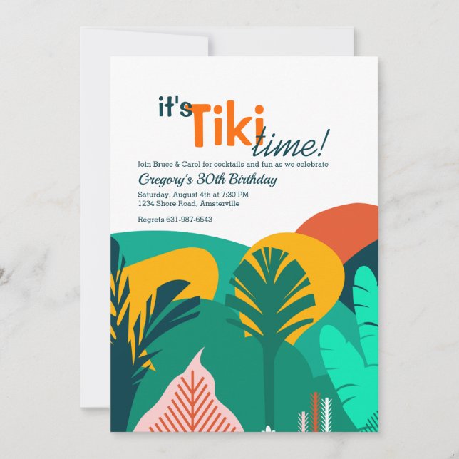 Tropics Tiki Time Party Invitation (Front)