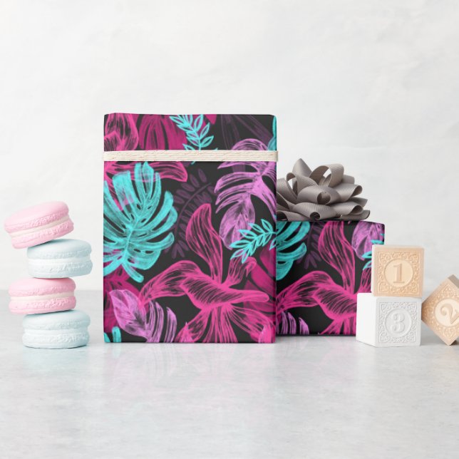 Tropische Monstera Laubblätter Wrapping Paper (Baby Shower)