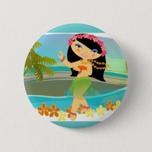 Tropo Girl Hula Dancer 6 Cm Round Badge (Front)