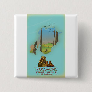 Trossachs Stirling Scotland hiking poster 15 Cm Square Badge