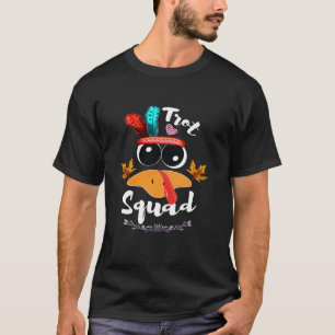 Trot Squad Pilgrim Turkey Face Running Thanksgivin T-Shirt
