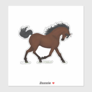 Trotting Bay Horse Pony With Blaze Equestrian