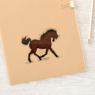 Trotting Bay Horse With Blaze Pony Equestrian