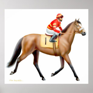 Trotting Bay Race Horse Print