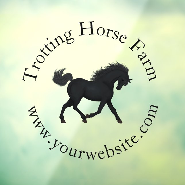 Trotting Black Horse Circular Text Equestrian (Sheet 3)