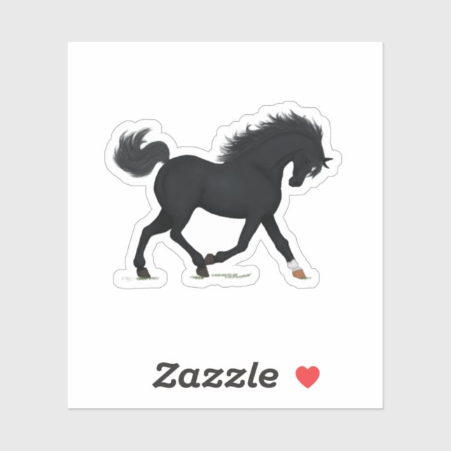 Trotting Black Horse With Star & Sock Black Beauty (Sheet)