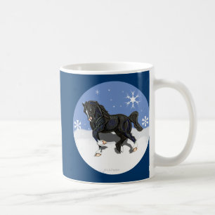 Trotting Black Welsh Cob Pony Stallion Coffee Mug