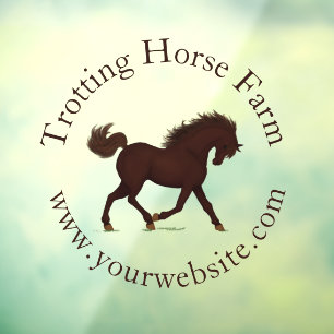 Trotting Brown Horse Circular Text Equestrian